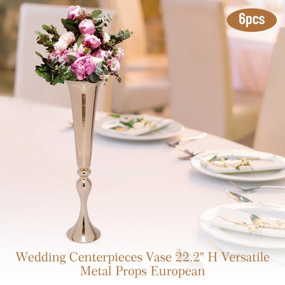 Metal Golden Flower Stand Vase Candle Holder - Vase