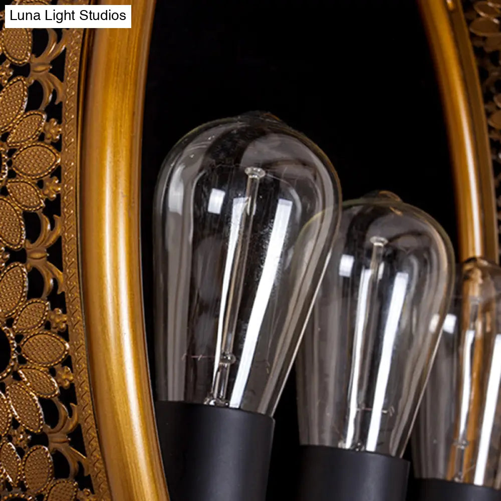 Metal Hanging Light: Brass Industrial Chandeliers - Bare Bulb, 3-Light for Living Room