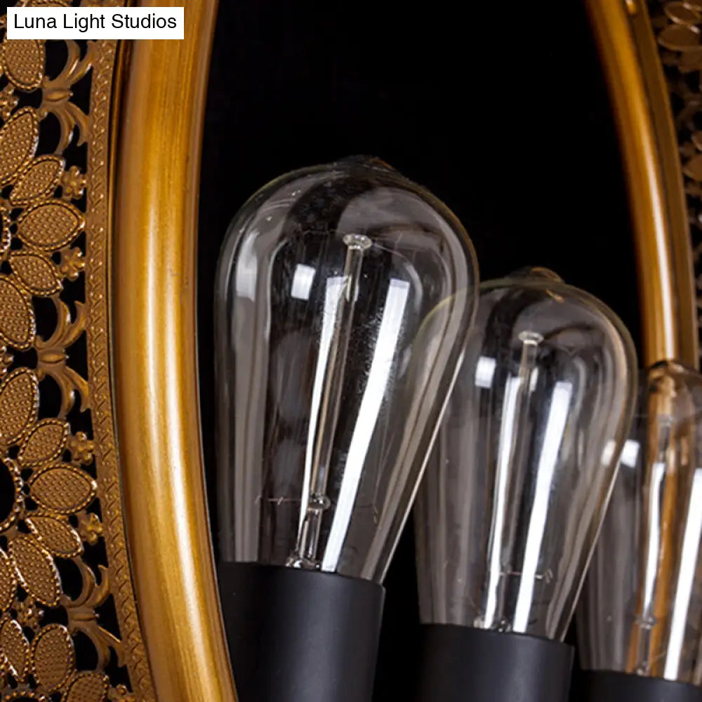 Metal Hanging Light: Brass Industrial Chandeliers - Bare Bulb, 3-Light for Living Room