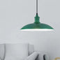 Metal Industrial Hanging Pendant Light - Green/Red Bowl Design, 1 Light, 12.5"/16" Width - Ideal for Living Room Ceiling