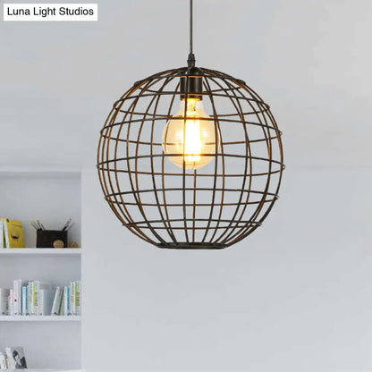 Metal Industrial Hanging Pendant Light with Globe Shade - Ideal for Living Room Ceiling Lighting