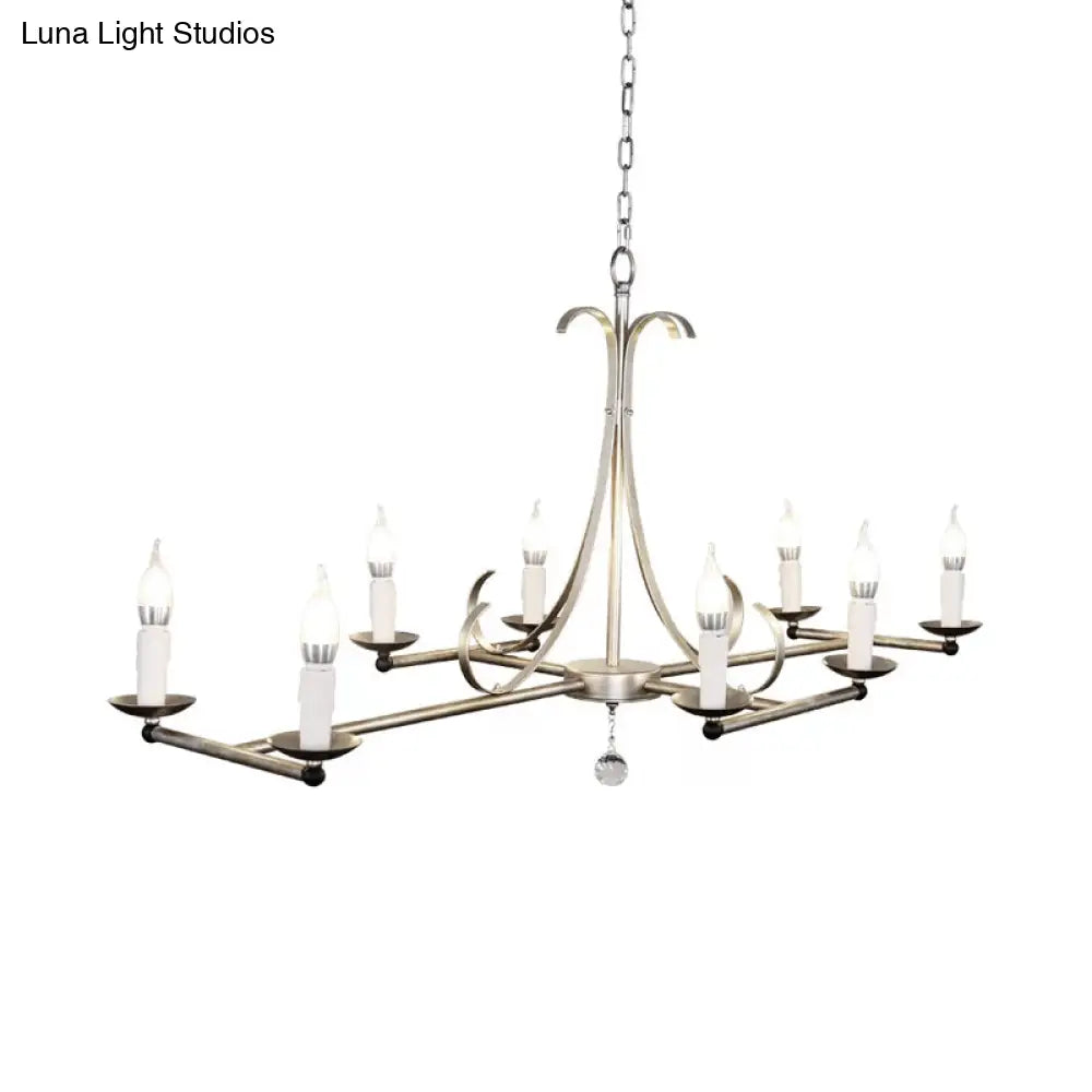 ثريا جزيرة معدنية من ديكوربايتس™ - شكل شمعة تقليدي، 8 لمبات، ذهبي/فضي