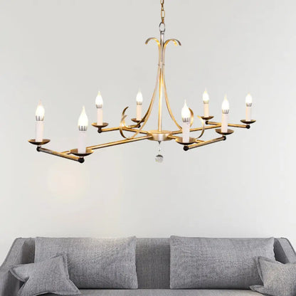 ثريا جزيرة معدنية من ديكوربايتس™ - شكل شمعة تقليدي، 8 لمبات، ذهبي/فضي