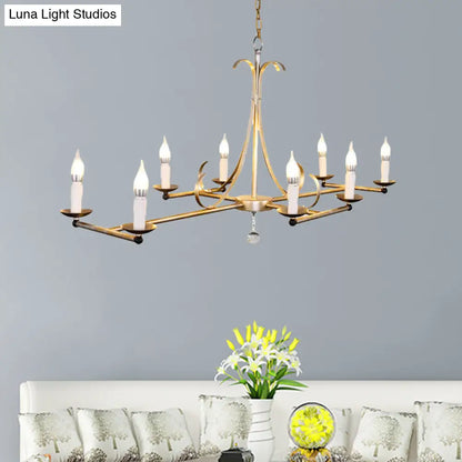 ثريا جزيرة معدنية من ديكوربايتس™ - شكل شمعة تقليدي، 8 لمبات، ذهبي/فضي