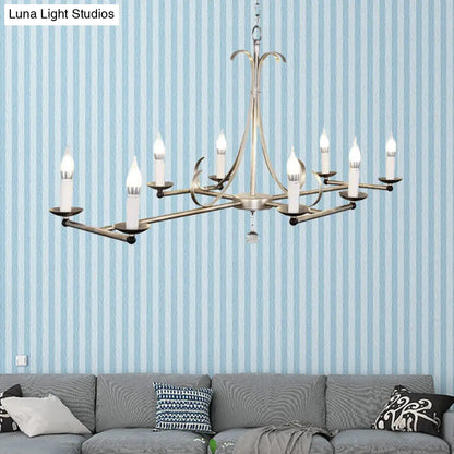 ثريا جزيرة معدنية من ديكوربايتس™ - شكل شمعة تقليدي، 8 لمبات، ذهبي/فضي