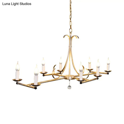 ثريا جزيرة معدنية من ديكوربايتس™ - شكل شمعة تقليدي، 8 لمبات، ذهبي/فضي