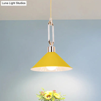 Metal Macaron Pyramid Pendant Lamp: Single Light Candy Colored Suspension for Hotels