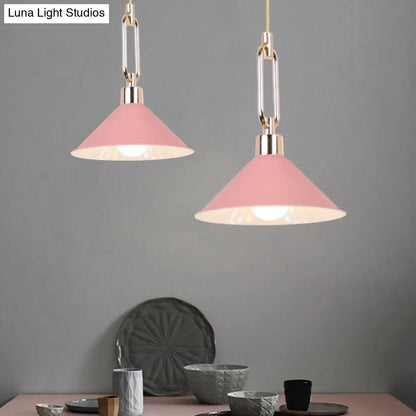 Metal Macaron Pyramid Pendant Lamp: Single Light Candy Colored Suspension for Hotels