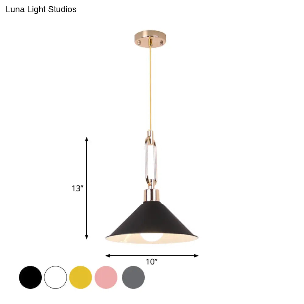 Metal Macaron Pyramid Pendant Lamp: Single Light Candy Colored Suspension for Hotels