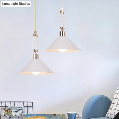 Metal Macaron Pyramid Pendant Lamp: Single Light Candy Colored Suspension for Hotels