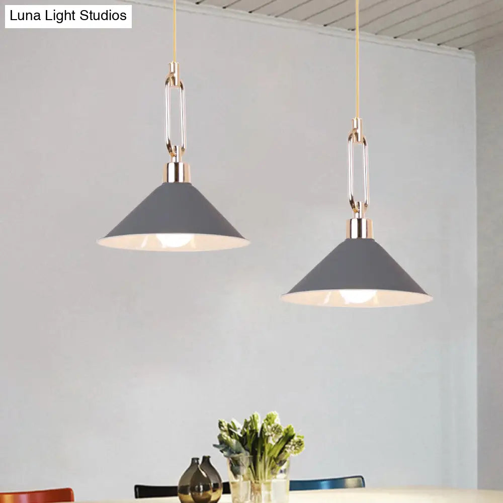 Metal Macaron Pyramid Pendant Lamp: Single Light Candy Colored Suspension for Hotels