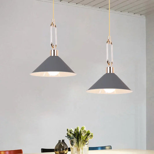 Metal Macaron Pyramid Pendant Lamp: Single Light Candy Colored Suspension for Hotels