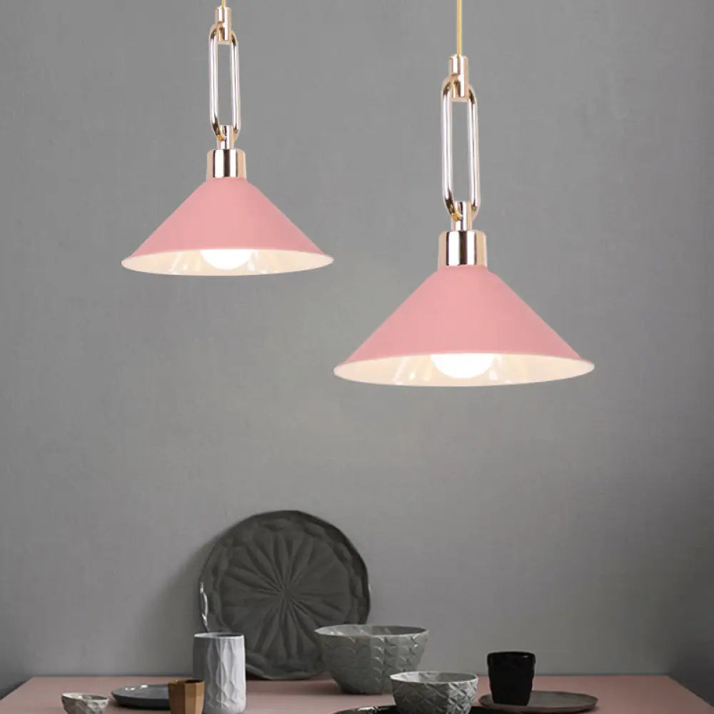 Metal Macaron Pyramid Pendant Lamp: Single Light Candy Colored Suspension for Hotels