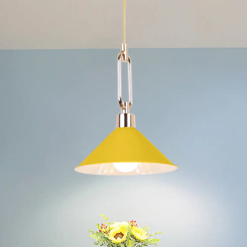 Metal Macaron Pyramid Pendant Lamp: Single Light Candy Colored Suspension for Hotels