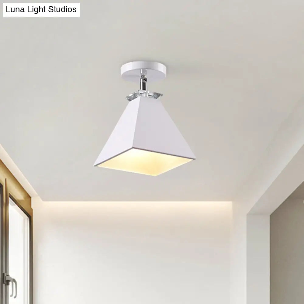 DecorBites™ DecorBites™ Metal Modernist Pyramid Semi-Flush Mount Fixture - 1 Light Semi-Flush Ceiling Light (Gray, White, Green)