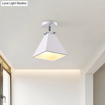 DecorBites™ DecorBites™ Metal Modernist Pyramid Semi-Flush Mount Fixture - 1 Light Semi-Flush Ceiling Light (Gray, White, Green)