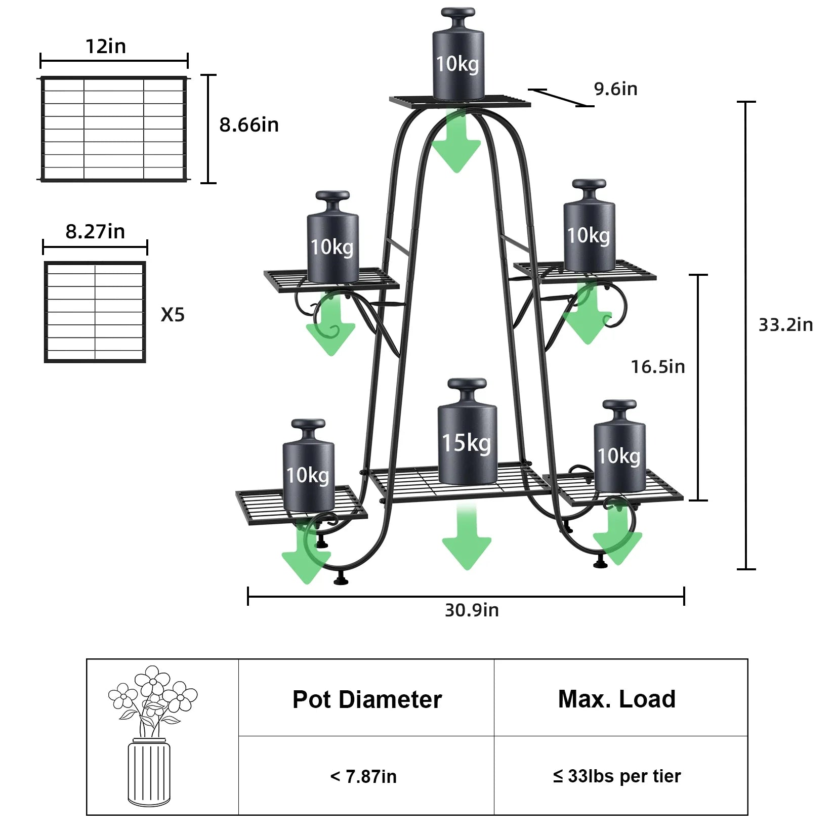 Metal Plant Stand - 6 Tier Display Rack