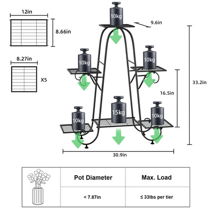 Metal Plant Stand - 6 Tier Display Rack