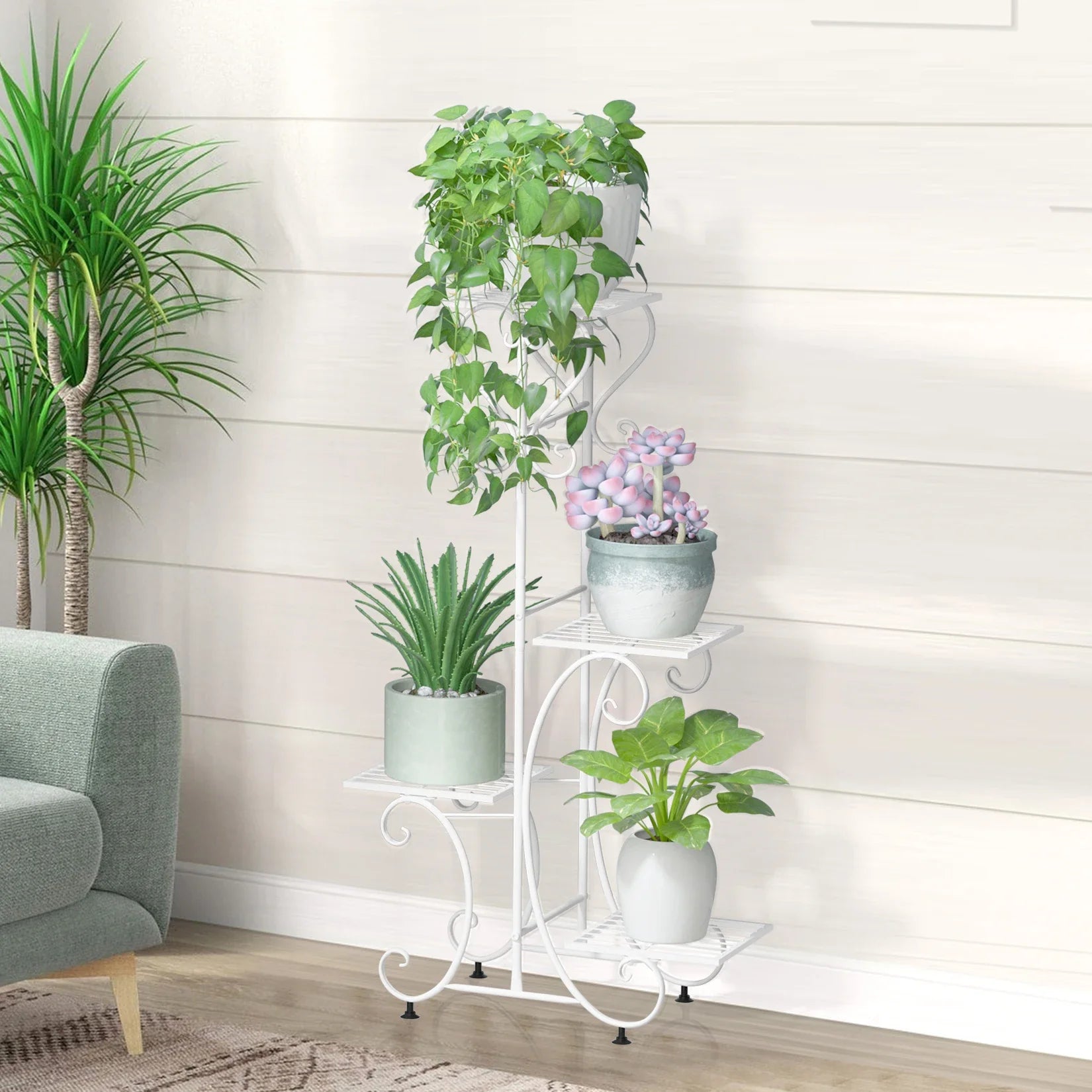 Metal Plant Stand for 4 Flower Pots