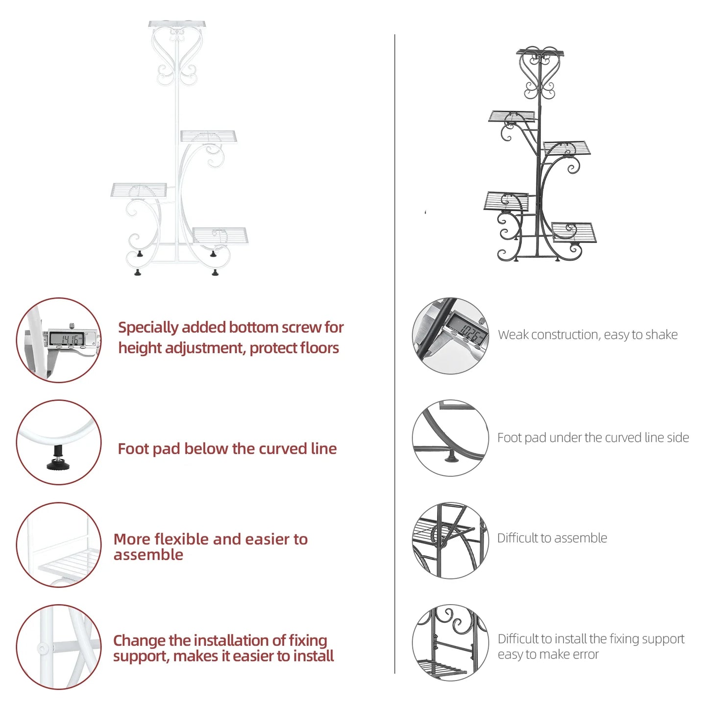 Metal Plant Stand for 4 Flower Pots