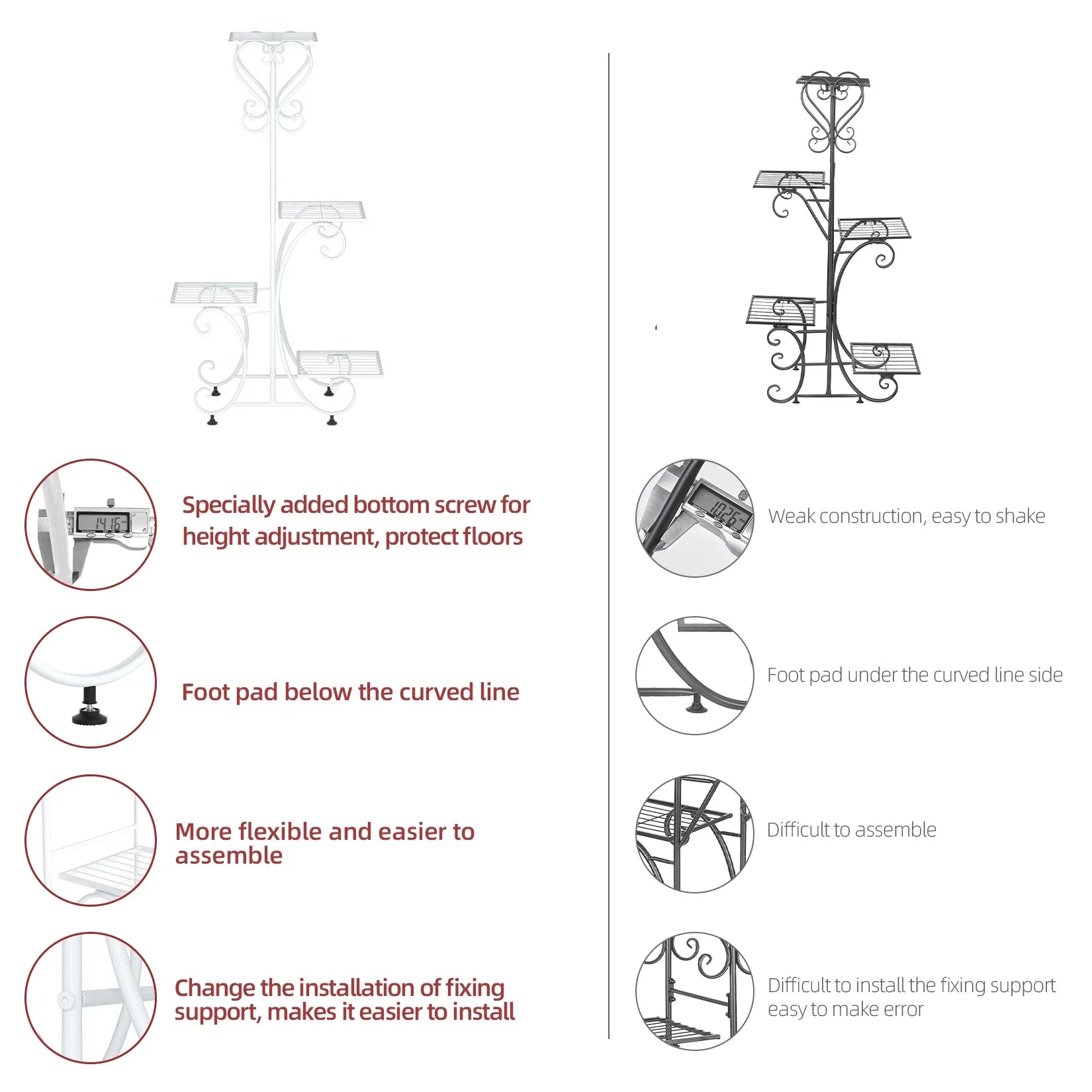 Metal Plant Stand for 4 Flower Pots