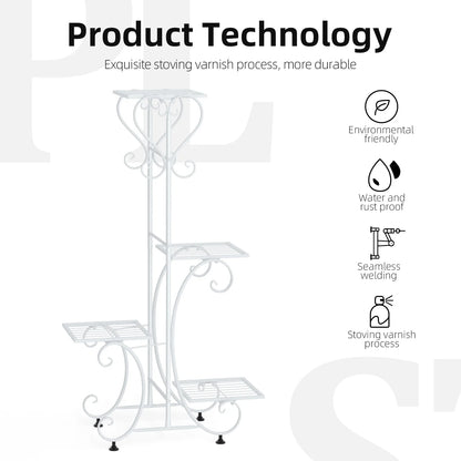 Metal Plant Stand for 4 Flower Pots