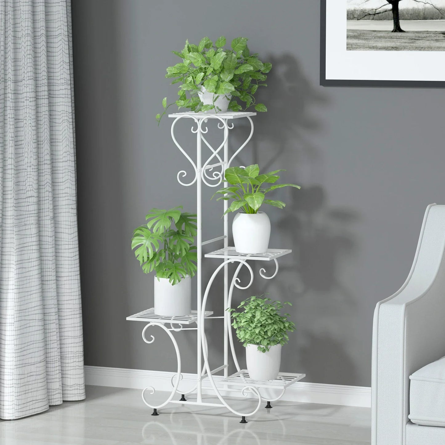 Metal Plant Stand for 4 Flower Pots