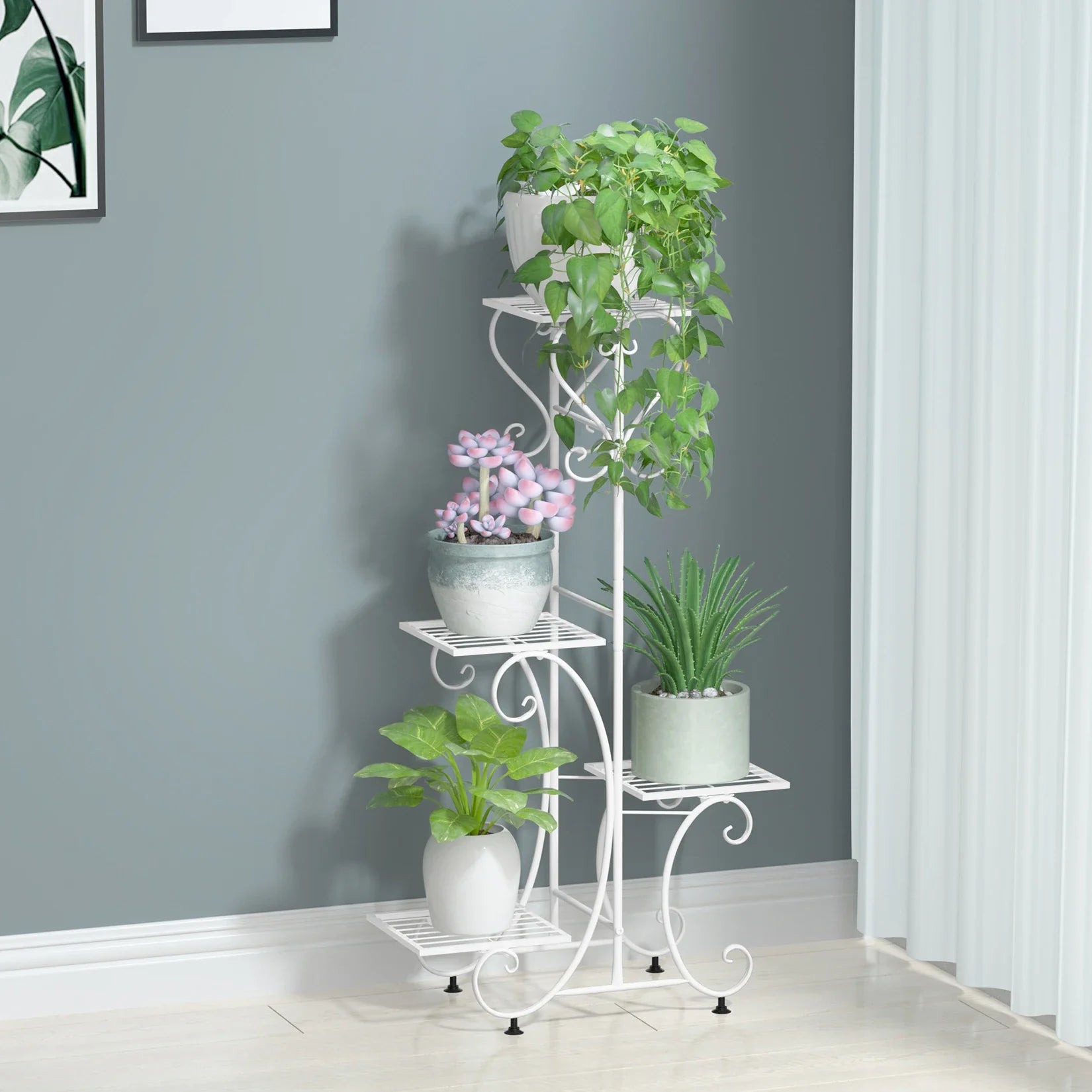 Metal Plant Stand for 4 Flower Pots