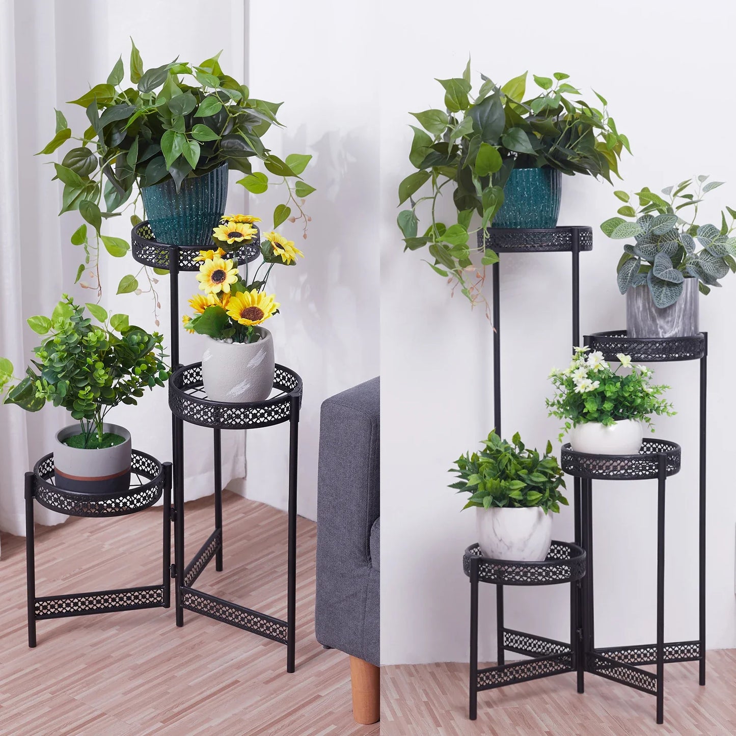 Metal Plant Stand for Indoor and Outdoor - black / 3 Tier / GERMANY
