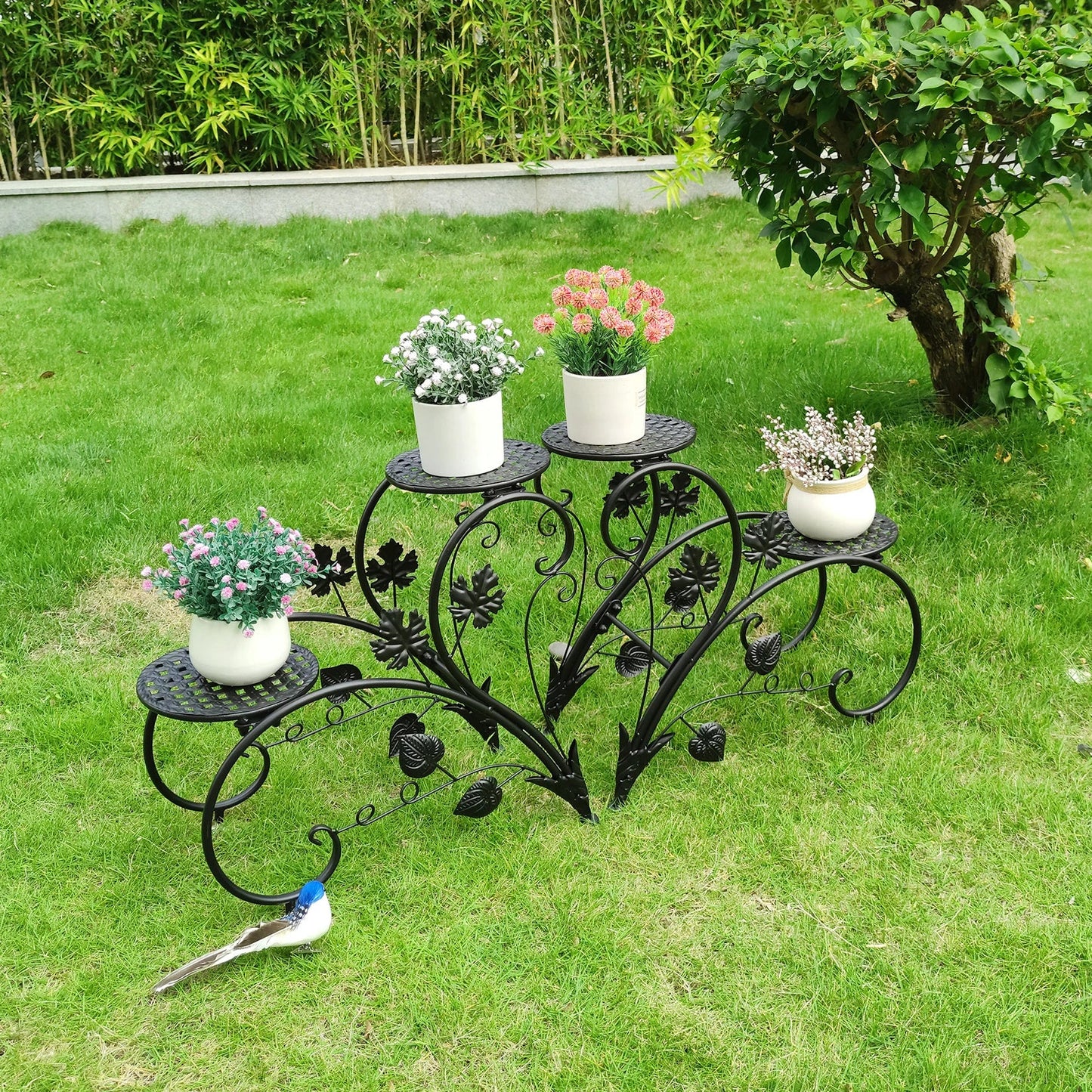 Metal Plant Stand Set for 4 Potted Flowers