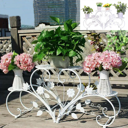 Metal Plant Stand Set for 4 Potted Flowers - White / United States