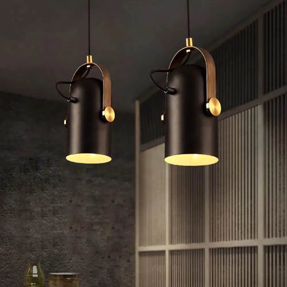 Metal Retro Industrial Pendant Light - Rotatable Ceiling Fixture with Bell Shade for Coffee Shop in Black