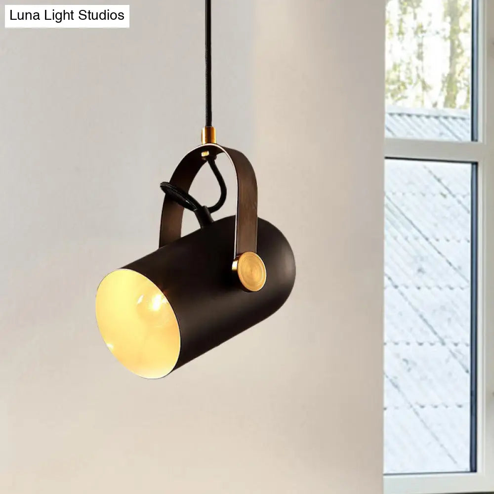 Metal Retro Industrial Pendant Light - Rotatable Ceiling Fixture with Bell Shade for Coffee Shop in Black