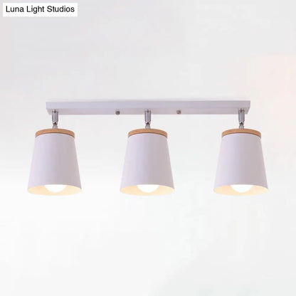 DecorBites™ DecorBites™ Metal Rotatable Semi Flush Mount Light in White - Modernistic Tapered Shade - Ideal for Living Room