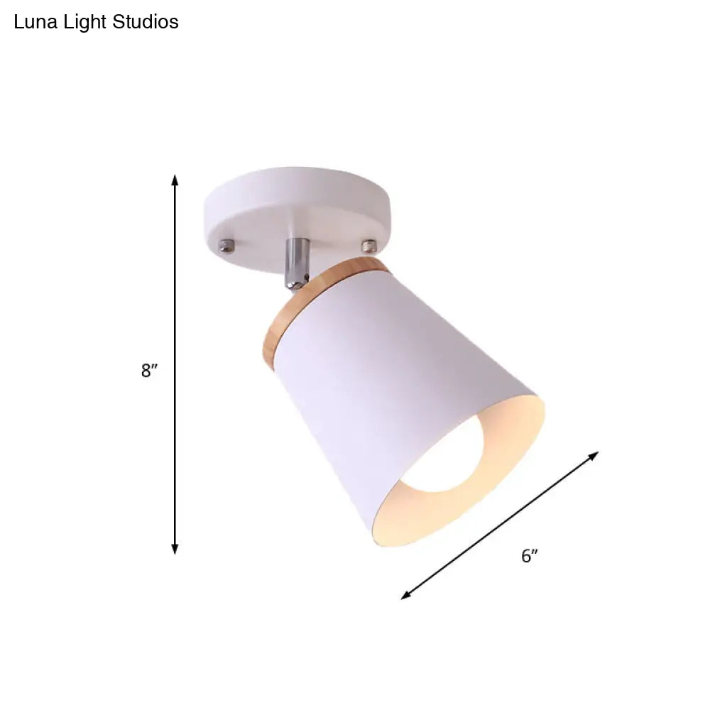 DecorBites™ DecorBites™ Metal Rotatable Semi Flush Mount Light in White - Modernistic Tapered Shade - Ideal for Living Room