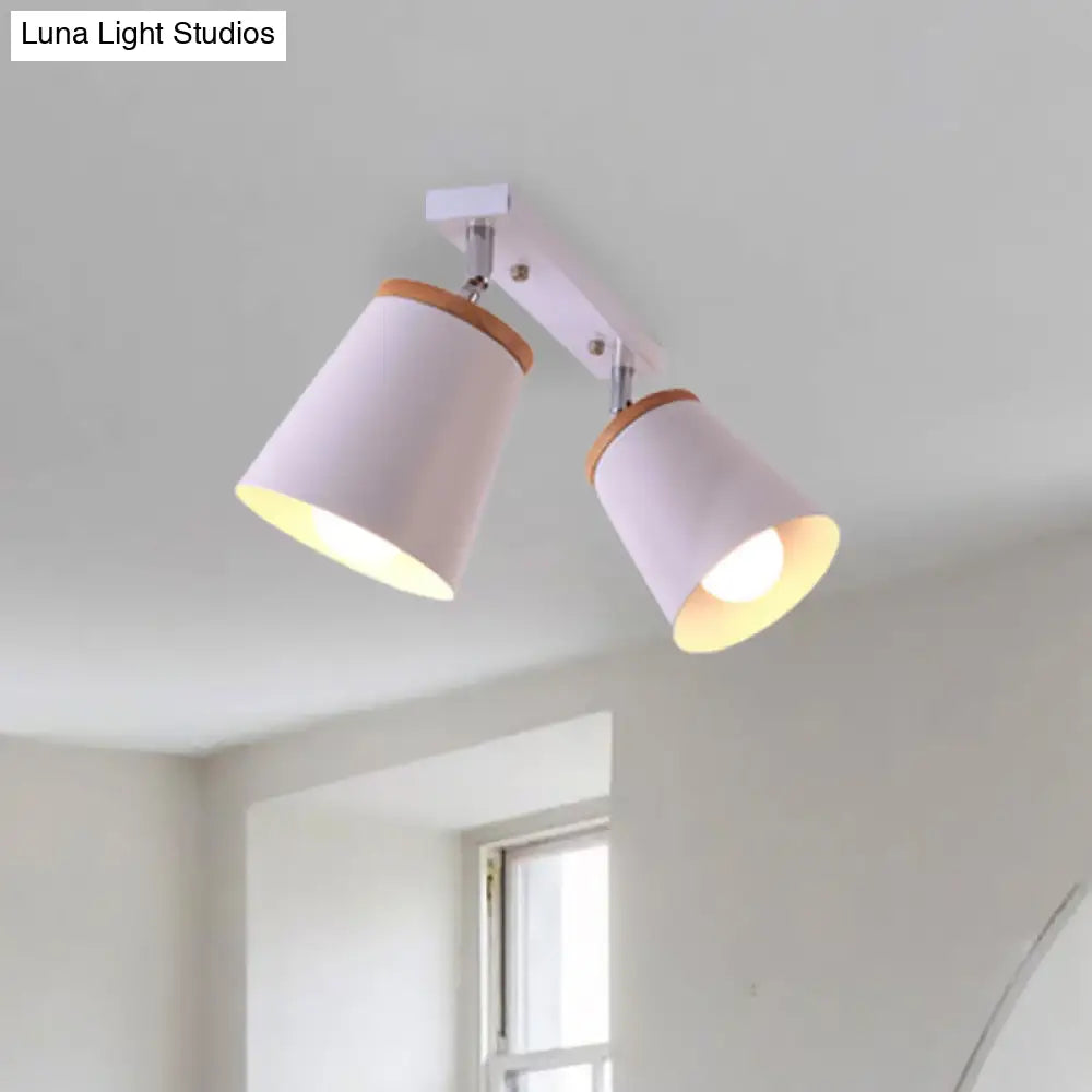 DecorBites™ DecorBites™ Metal Rotatable Semi Flush Mount Light in White - Modernistic Tapered Shade - Ideal for Living Room