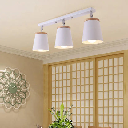 DecorBites™ DecorBites™ Metal Rotatable Semi Flush Mount Light in White - Modernistic Tapered Shade - Ideal for Living Room