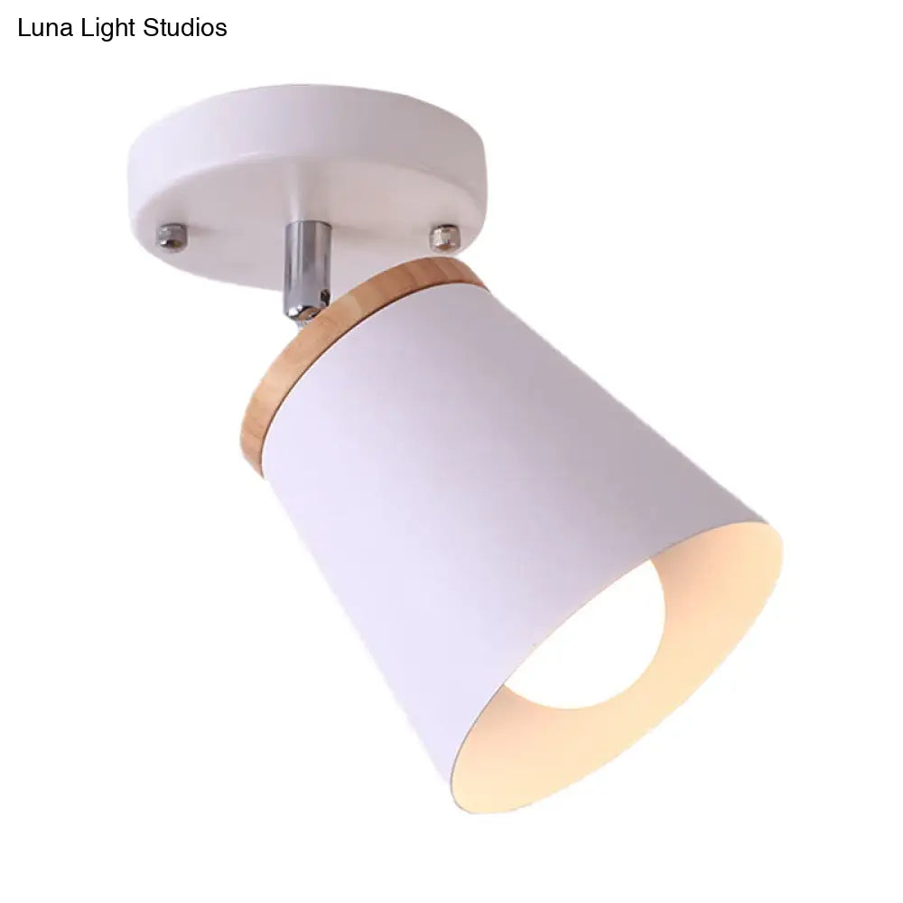 DecorBites™ DecorBites™ Metal Rotatable Semi Flush Mount Light in White - Modernistic Tapered Shade - Ideal for Living Room