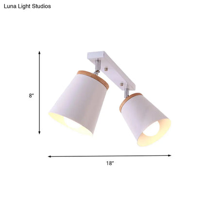 DecorBites™ DecorBites™ Metal Rotatable Semi Flush Mount Light in White - Modernistic Tapered Shade - Ideal for Living Room