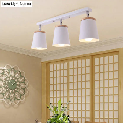 DecorBites™ DecorBites™ Metal Rotatable Semi Flush Mount Light in White - Modernistic Tapered Shade - Ideal for Living Room