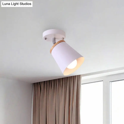 DecorBites™ DecorBites™ Metal Rotatable Semi Flush Mount Light in White - Modernistic Tapered Shade - Ideal for Living Room