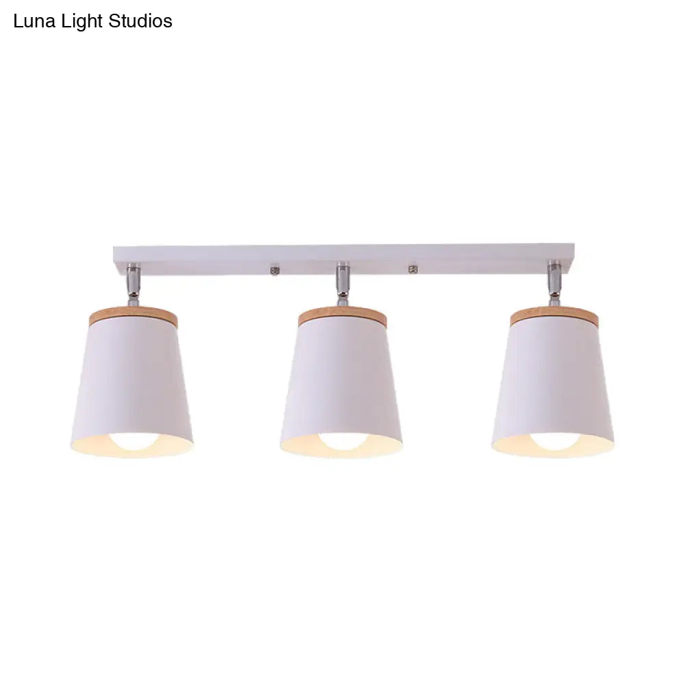 DecorBites™ DecorBites™ Metal Rotatable Semi Flush Mount Light in White - Modernistic Tapered Shade - Ideal for Living Room