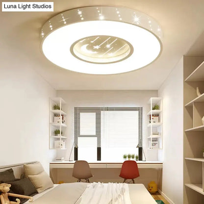 DecorBites™ DecorBites™ Metal Round Flush Light: Starry Ceiling Mount for Girls' Bedroom in White