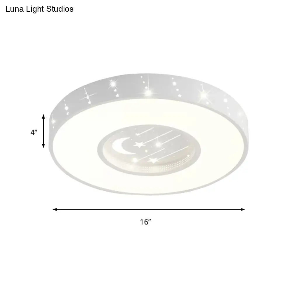 DecorBites™ DecorBites™ Metal Round Flush Light: Starry Ceiling Mount for Girls' Bedroom in White