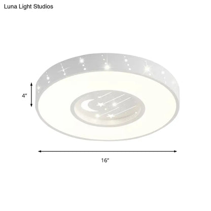 DecorBites™ DecorBites™ Metal Round Flush Light: Starry Ceiling Mount for Girls' Bedroom in White