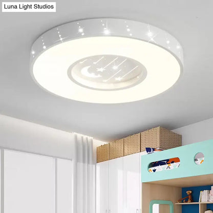 DecorBites™ DecorBites™ Metal Round Flush Light: Starry Ceiling Mount for Girls' Bedroom in White