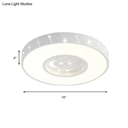 DecorBites™ DecorBites™ Metal Round Flush Light: Starry Ceiling Mount for Girls' Bedroom in White