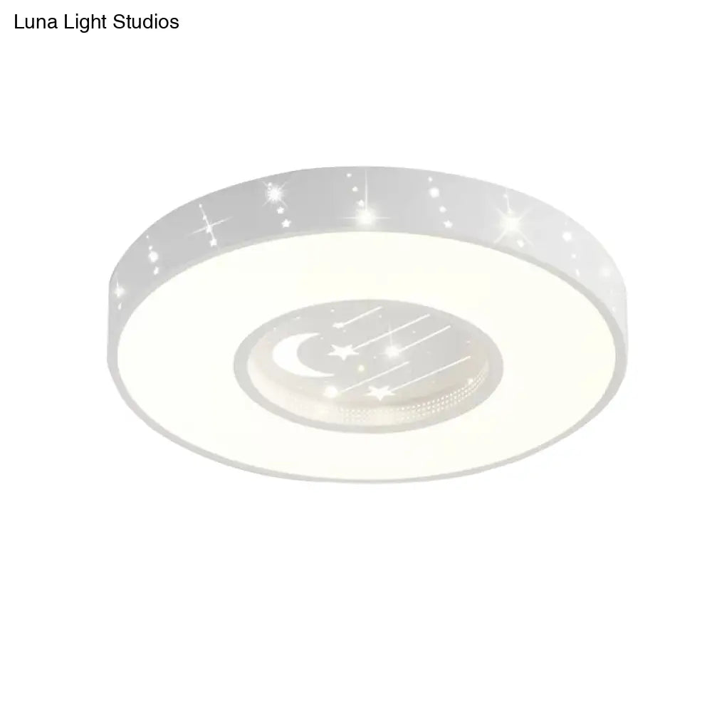DecorBites™ DecorBites™ Metal Round Flush Light: Starry Ceiling Mount for Girls' Bedroom in White