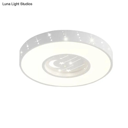 DecorBites™ DecorBites™ Metal Round Flush Light: Starry Ceiling Mount for Girls' Bedroom in White