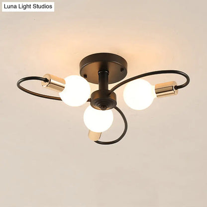 DecorBites™ DecorBites™ Metal Semi Flush Light with Exposed Bulbs - Traditional Black Ceiling Lighting for Living Room (3/6/8 Lights)